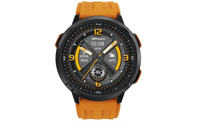 HiFuture MIX 3 Smart Watch, 1.43" AMOLED Display, Powered by Dual Core Processor & Syntra AI, 100+ Sports Modes Heart Rate & Oxygen Tracking, 3ATM Waterproof, up to 10 days daily use - Orange